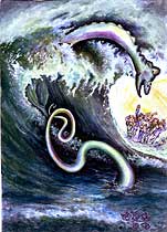 children's illustration - Lock Ness in Wave